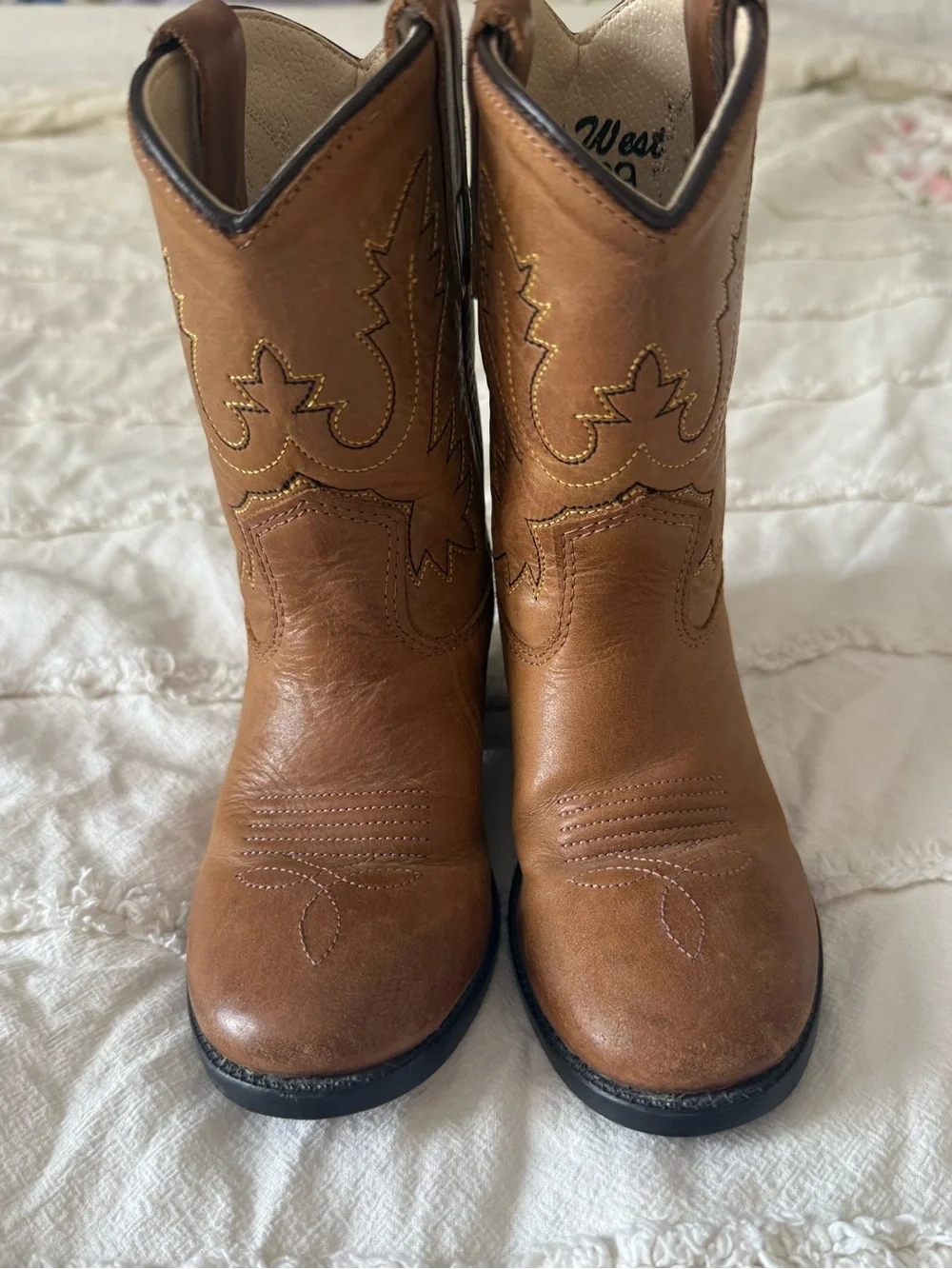 Old West Tan Leather Western Boots - 7T